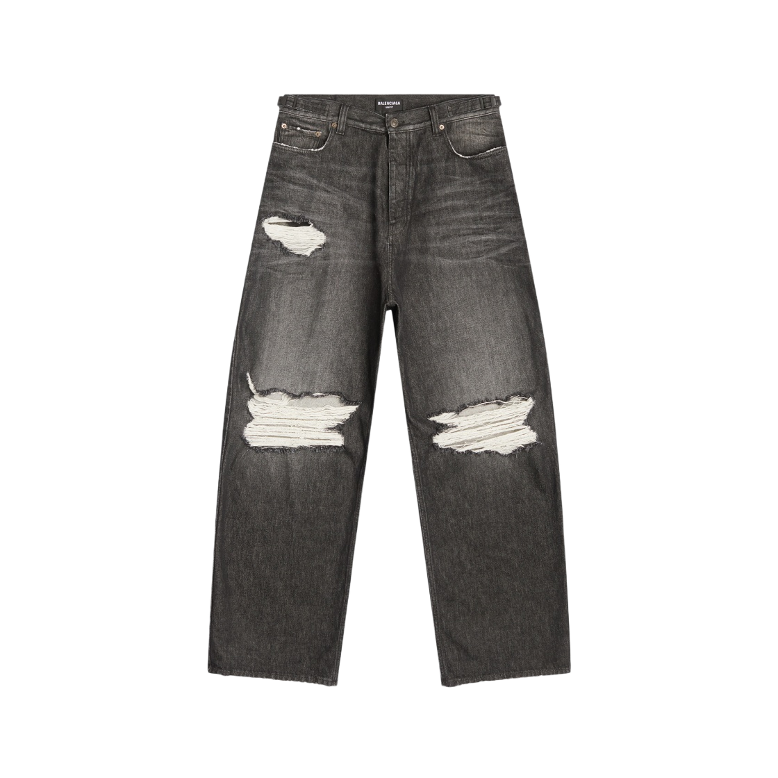 697833TXE061070 Balenciaga Destroyed Super Large Baggy Trousers Black - 대표 이미지 #1