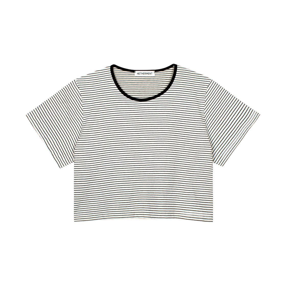 HTTPRS24ACR00 Hetherment Routine Stripe Crop T-shirts Cream