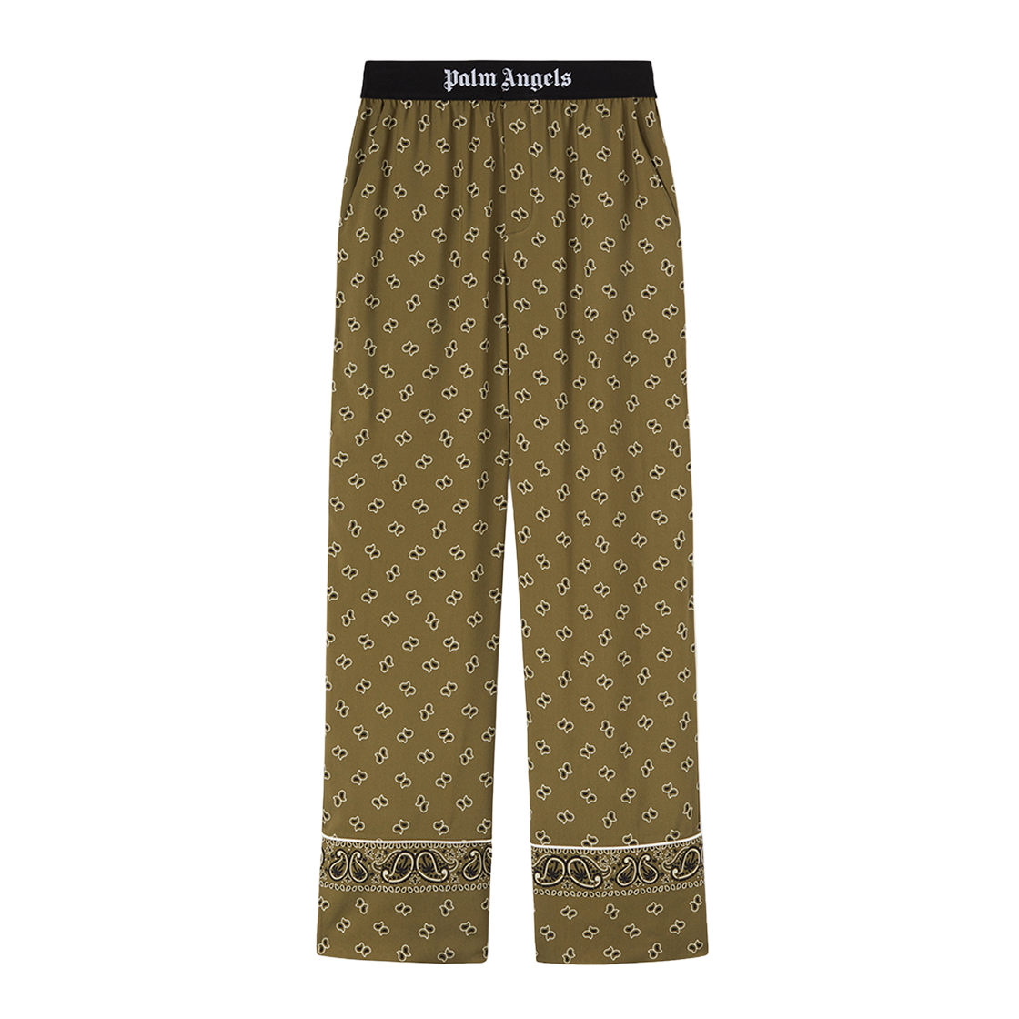 P5PWMA459 Palm Angels Paisley Pajama Pants Olive Green