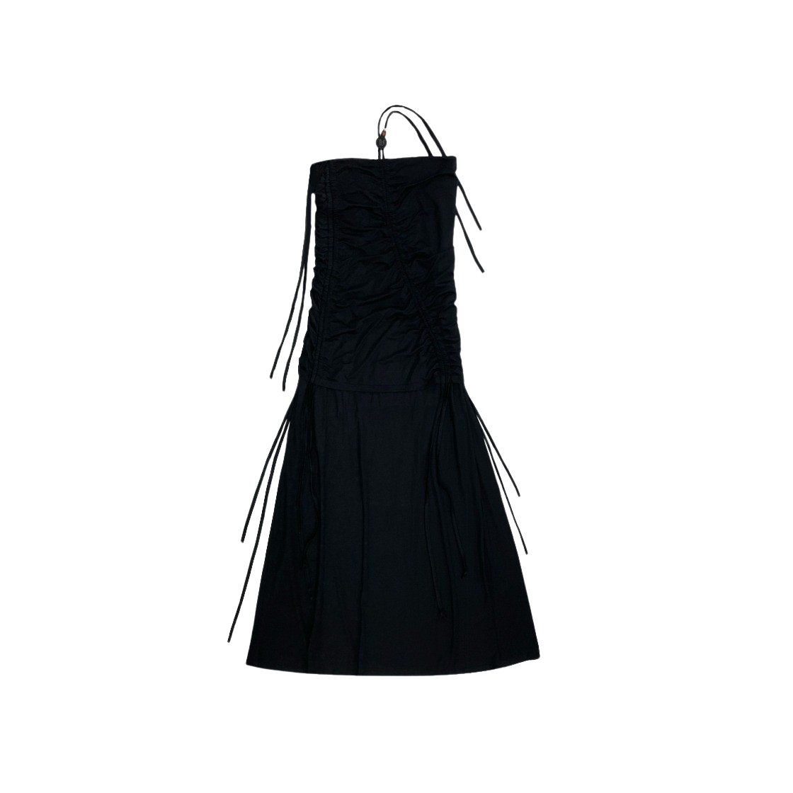 루바티 셔링 스트랩 튜브 탑 드레스 블랙(Rubati Shirring Strap Tube Top Dress Black)