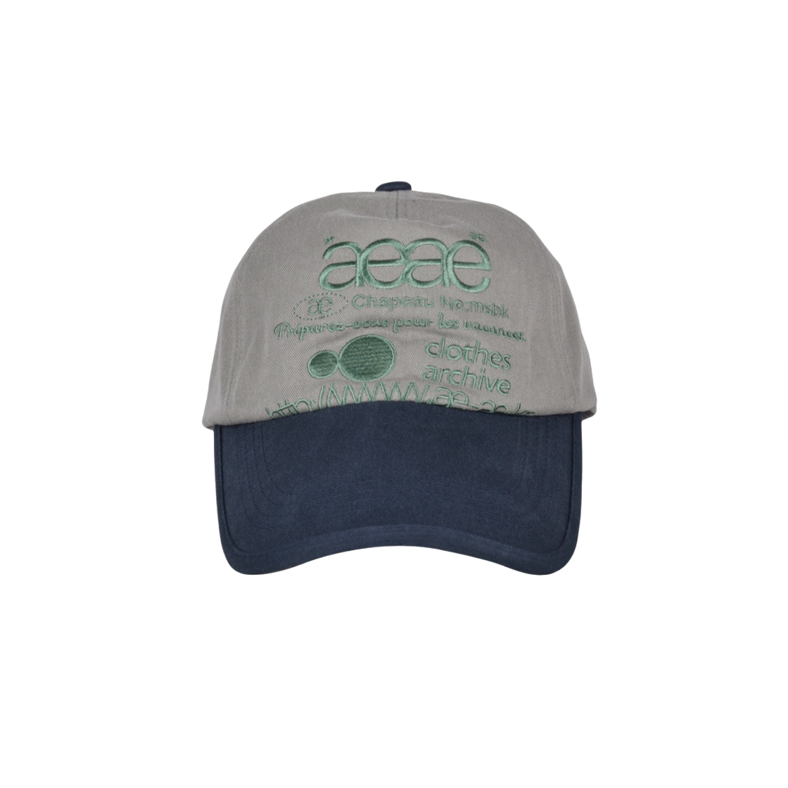 에이에이 웹 로고 5 패널 볼캡 그레이 네이비(Aeae Web Logo 5 Pannel Ball Cap Grey Navy)