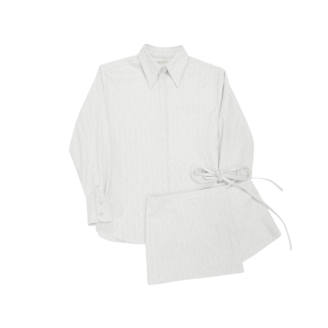 2023AWSHIRT01 Rubati Jacquard Shirt with Half Apron White