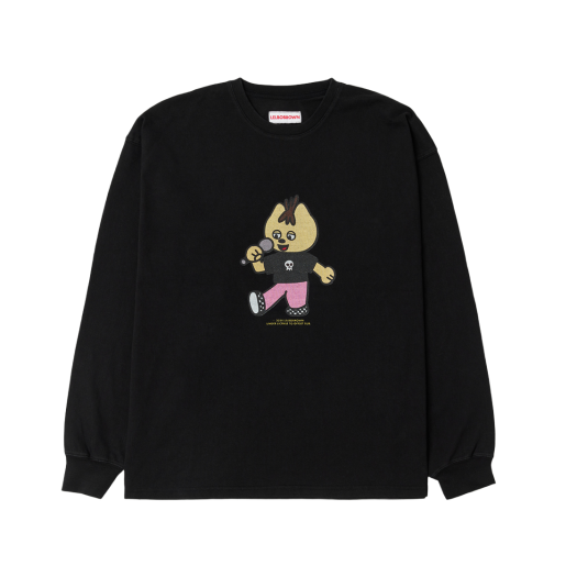 LB2024T013 Lelbobrown Cat is Sound Drawing LS T-Shirt Black