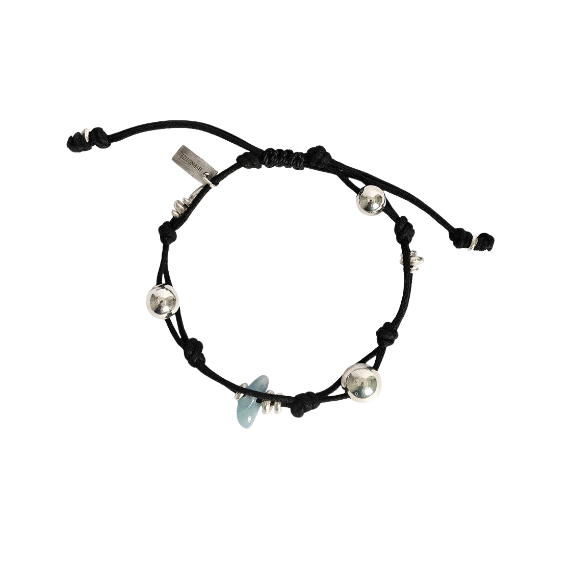 H24SSB06SV-BK-06 Hypnotize Silver Ball String Bracelet Black