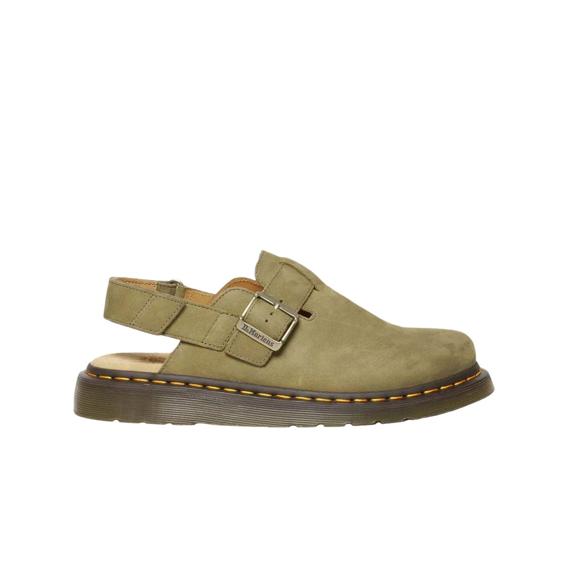닥터마틴 조지 II 텀블드 누벅 레더 슬링백 뮬 뮤티드 올리브(Dr. Martens Jorge II Tumbled Nubuck Leather Slingback Mules Muted Olive)