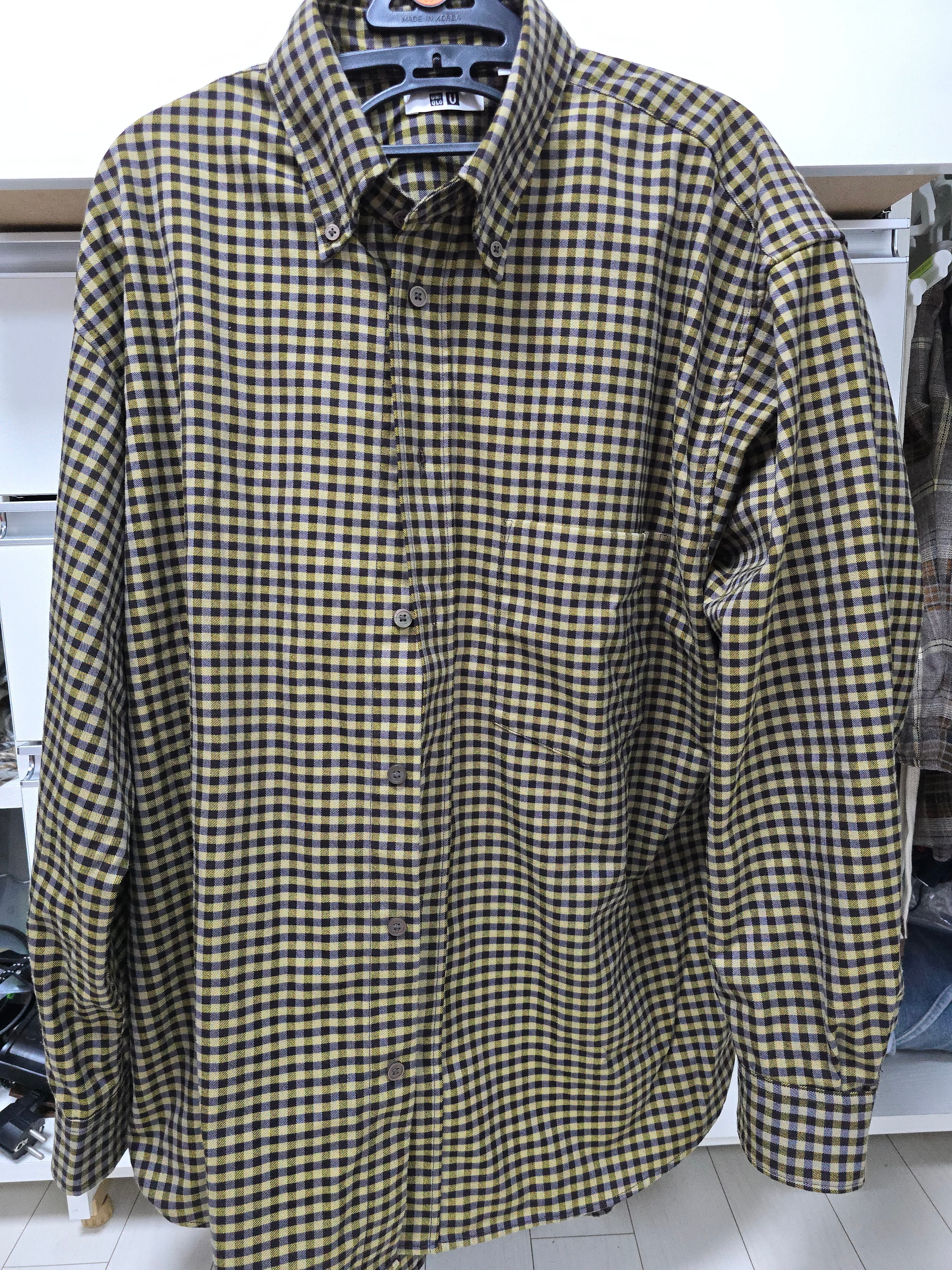 Uniqlo U Twill Oversize Shirt Longsleeve Yellow - KR 착용 스타일