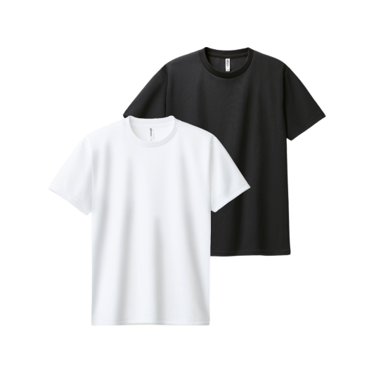 00300-ACT White Black Glimmer Dry Round T-Shirt White Black (2Pack)