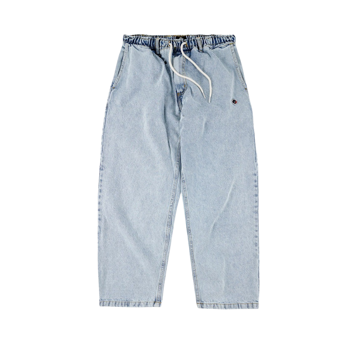 마젠타 스케이트보드 루즈 팬츠 워시드 데님