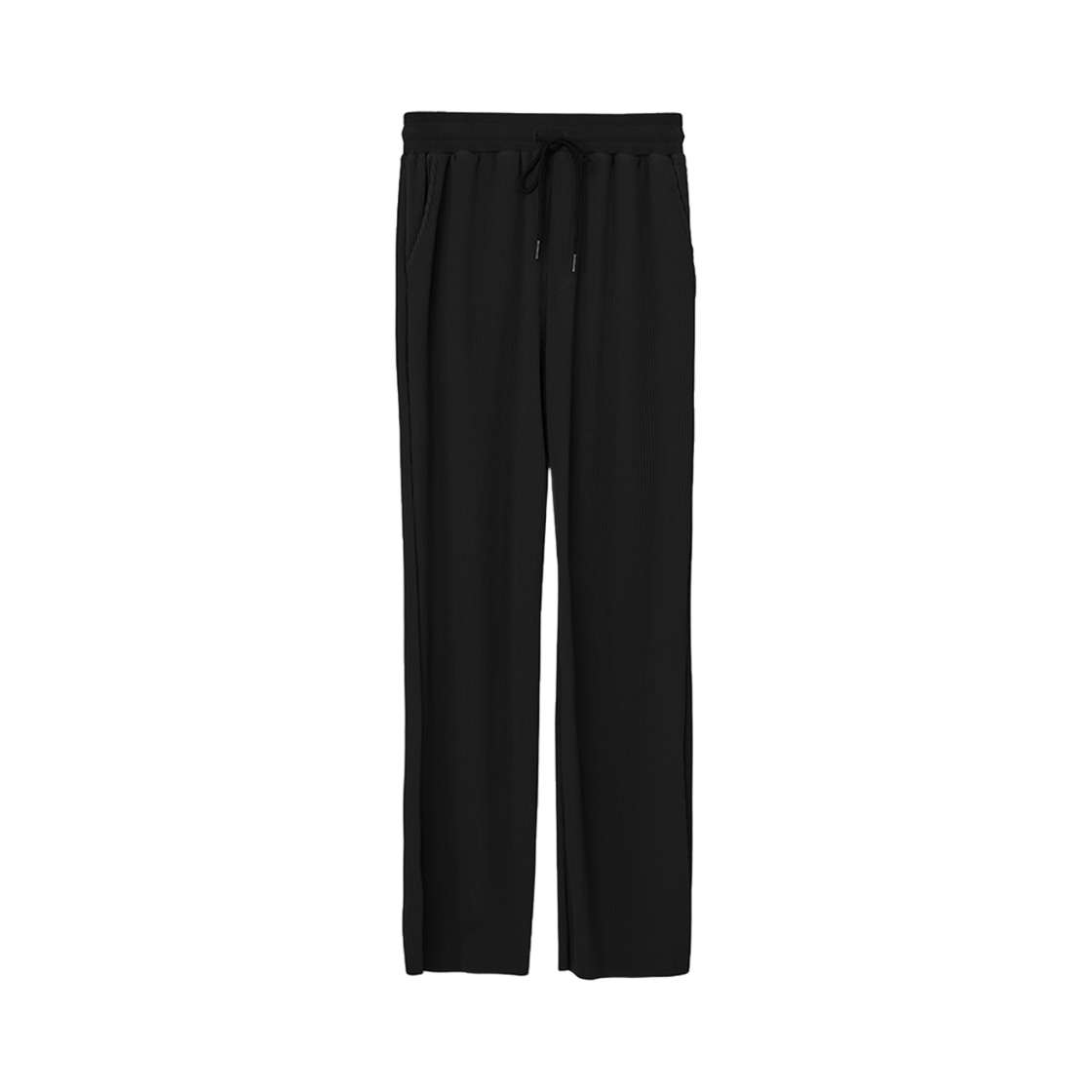 ARPT3102-Black Arrayed Semi Wide Banding Pleats Pants Black