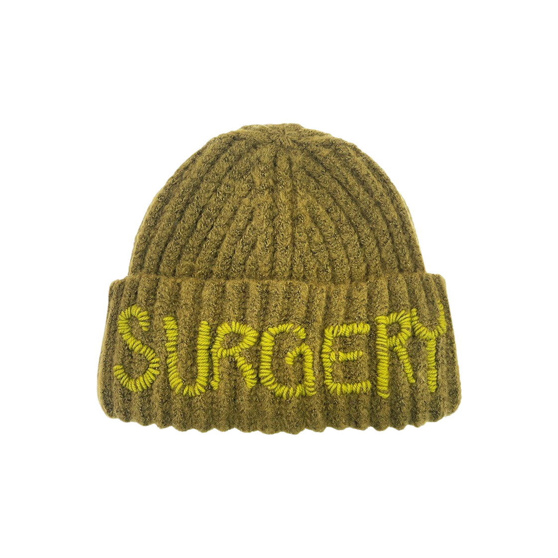 써저리 핸드 스티치 자수 로고 비니 올리브 | Surgery | KREAM