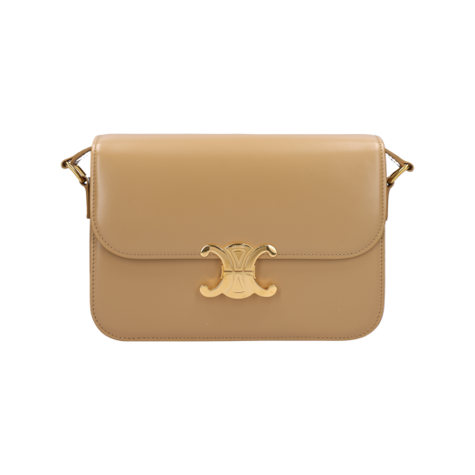 187363BF4-03DL Celine Classique Triomphe Bag in Shiny Calfskin Sandcastle