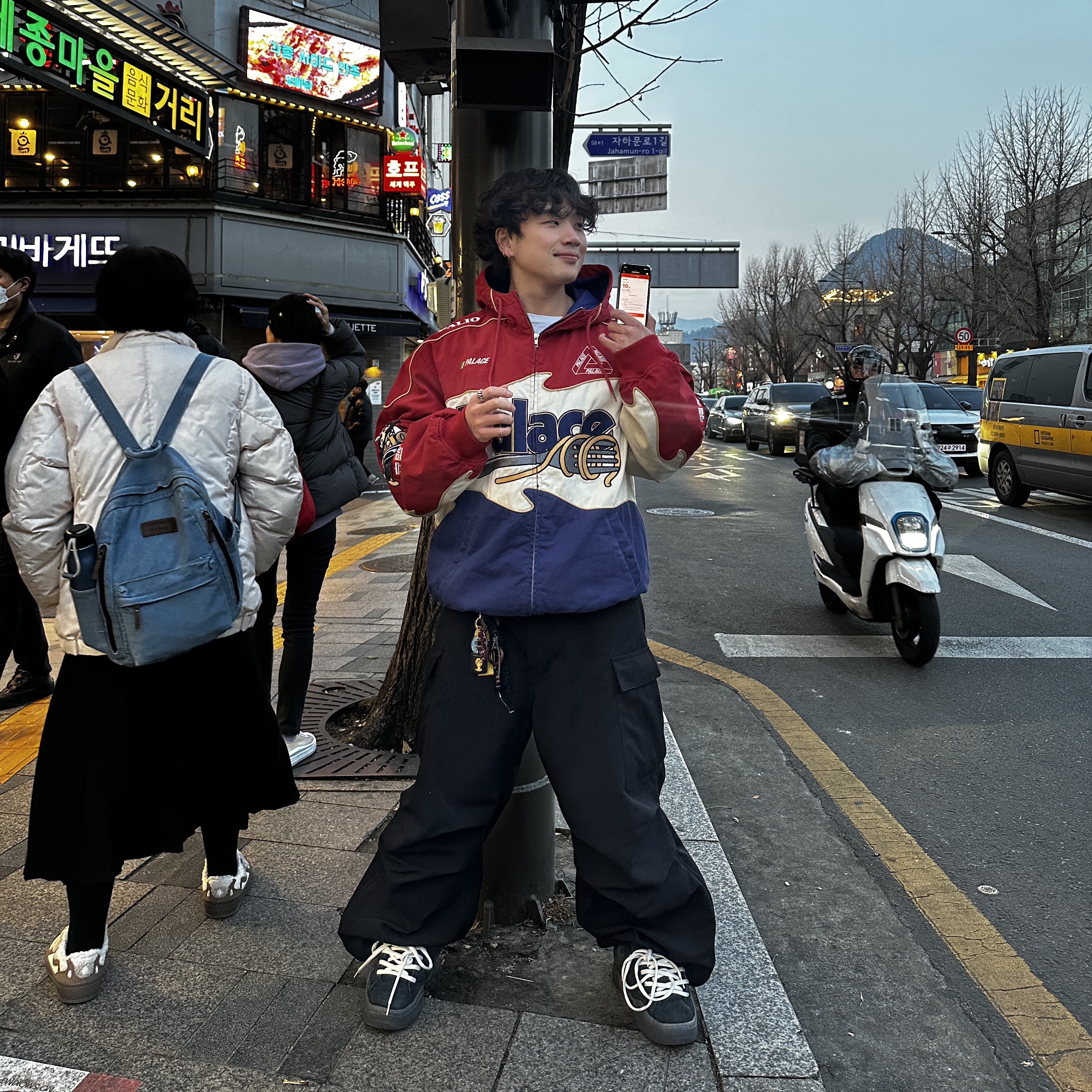 Palace Pasta Jacket Tomato Red - 24FW, Nonnod Side Zip Cargo Pants Black 착용 스타일