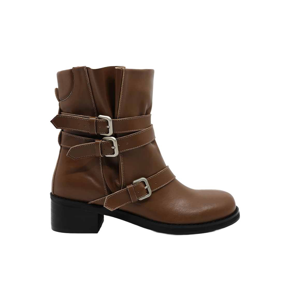 무드나잇 자넷 3벨티드 바이커부츠 브라운