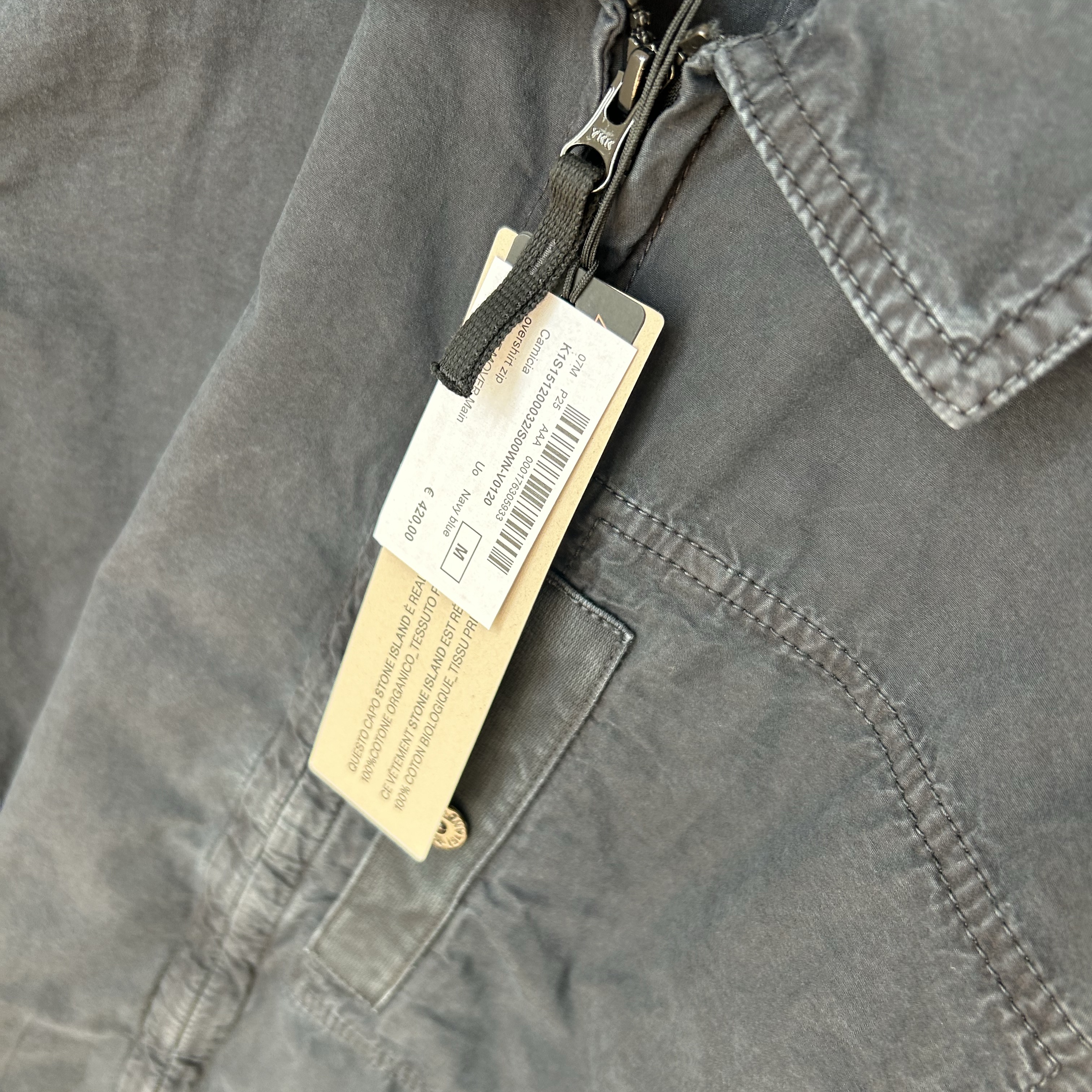 Stone Island 1200032 Brushed Organic Cotton Canvas Old Effect Overshirt Navy Blue - 25SS 착용 스타일 - 2