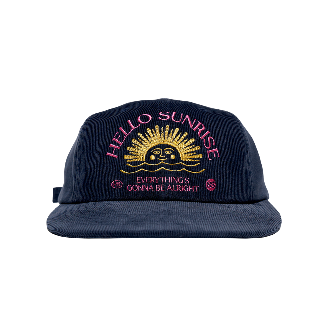 【Hello Sunrise】Washed Typo Arch Logo 6panel Cap〜韓国発 헬로선라이즈 코듀로이 아치 로고 6패널 캡 네이비 | Hello