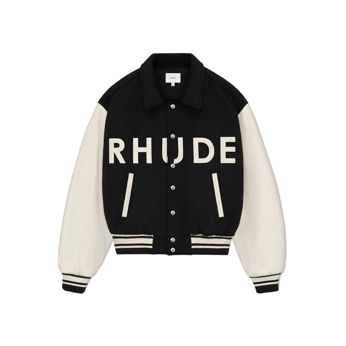 루드 컬리지에이트 자켓 블랙 크림 - 24FW(Rhude Collegiate Jacket Black Cream - 24FW)