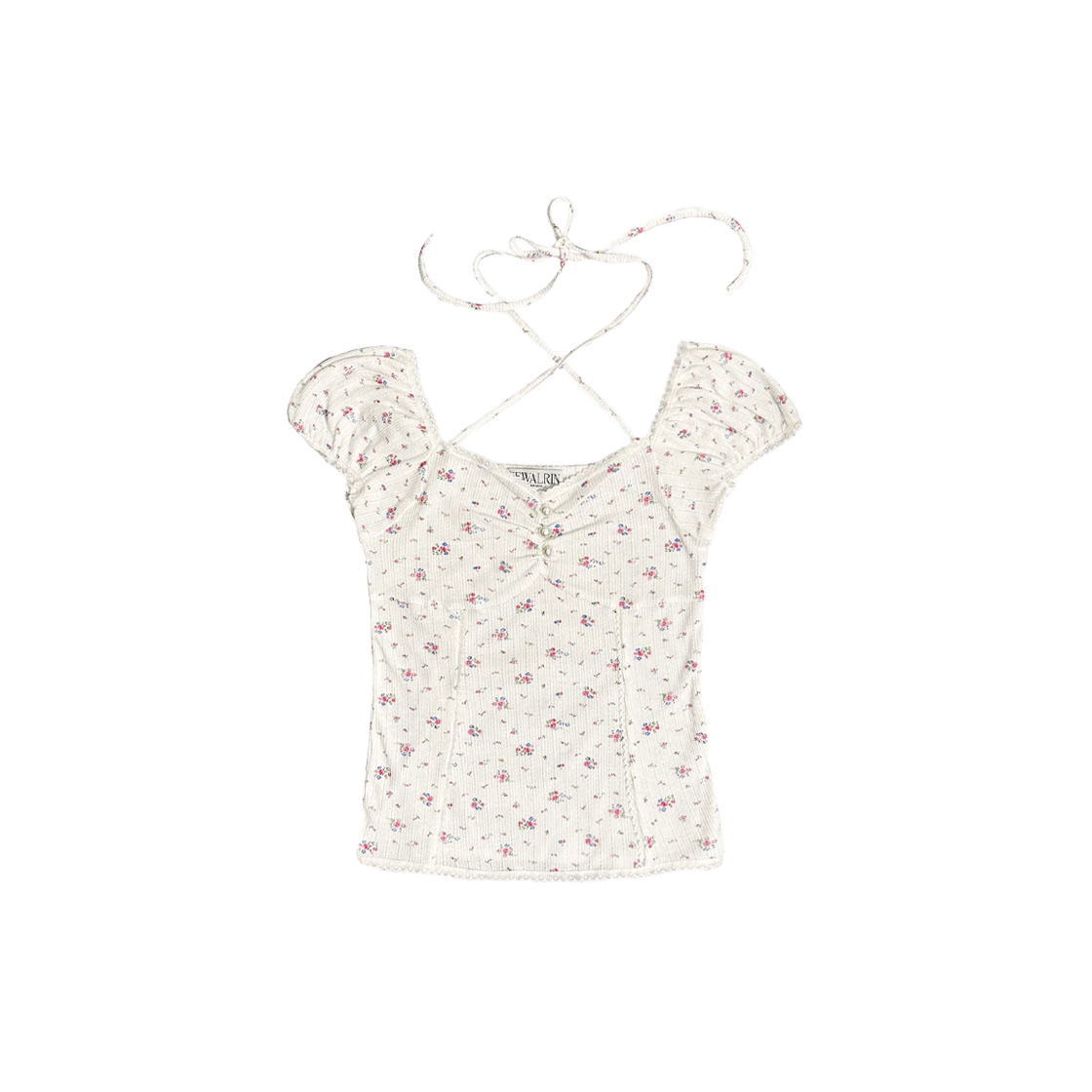 뉴얼린 리즈 셔링 레이스 단추 블라우스(Newalrin Liz Shirring Lace Button Blouse)