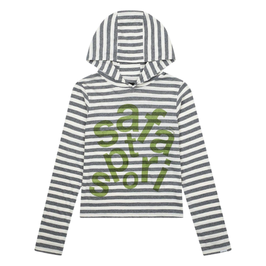 saf00245 Safarispot 1/2 Ticketing Stripe Border Hoodie Gray