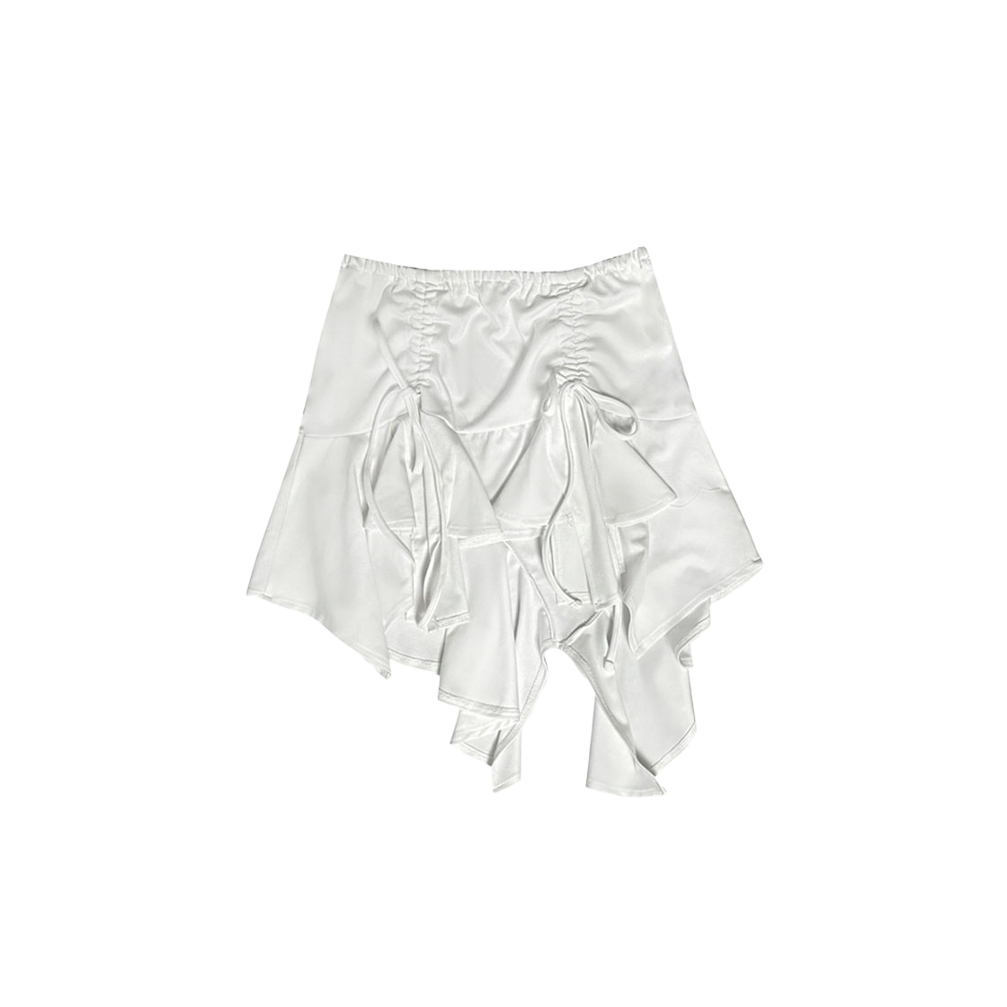 뉴얼린 스트링 셔링 언발 훌 스커트+쇼츠 세트 화이트(Newalrin String Shirring Unbalanced Hul Skirt + Short Set White)