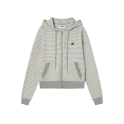 AEAE Stripe Small Letter Hood Zip Up Melange Grey