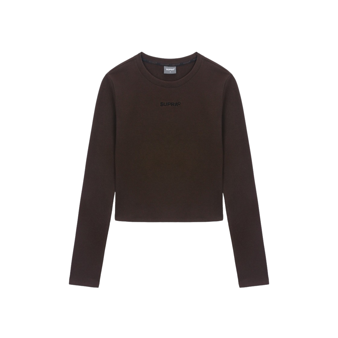 WWRL40244-BRD Supra Women's Small Logo Slim Fit Long-Sleeved T-Shirt Brown - 대표 이미지 #1