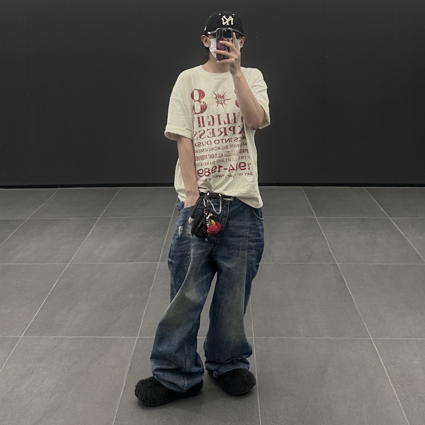Nonnod Double Pocket Japanese Denim Mid Blue 착용 스타일