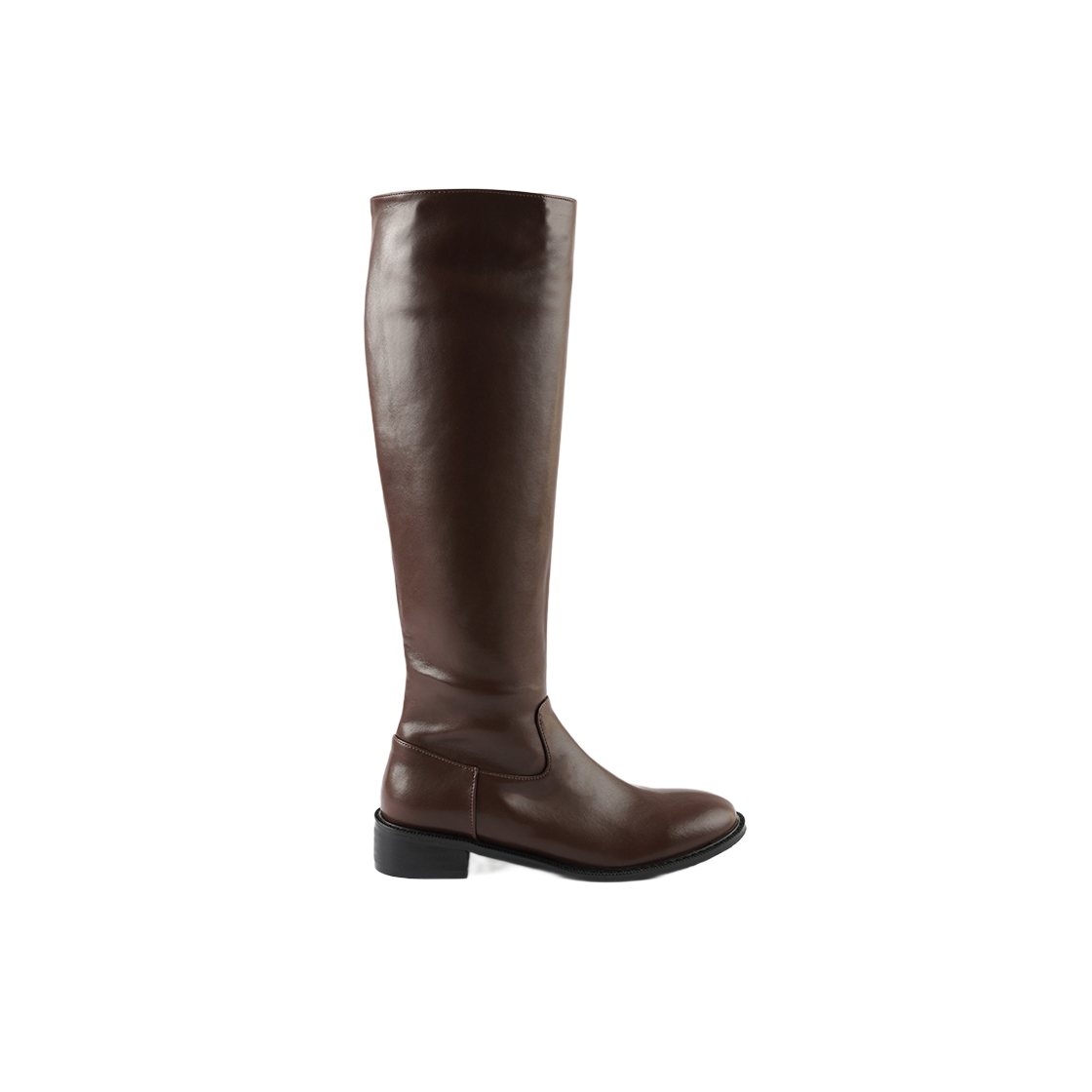 무드나잇 샘 베이직 가죽 라이딩부츠 다크브라운