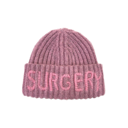 Surgery Hand Stitch Embroidery Logo Beanie Pink