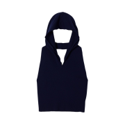 Perverze Women Cropped Hoodie Knit Top Navy