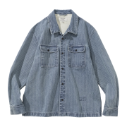 Uniform Bridge Wabashi Washed Denim Shirt Jacket 13oz Light Indigo Washed