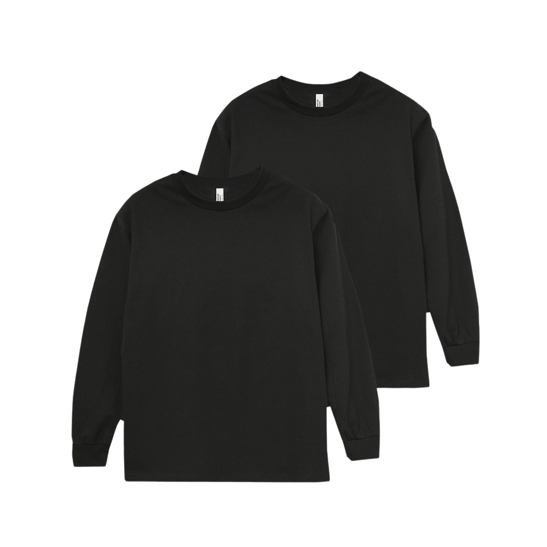 1304 Black AAA Heavy Cotton 1304 Long Sleeve T-Shirt Black (2Pack) - 대표 이미지 #1