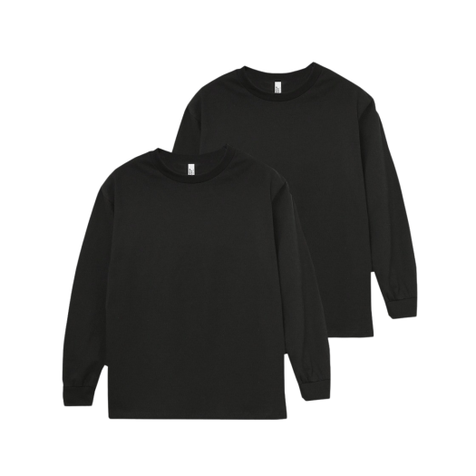 1304 Black AAA Heavy Cotton 1304 Long Sleeve T-Shirt Black (2Pack)