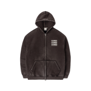 QT8 GARMENTS Slogan Washed Zip-up hoodie Black