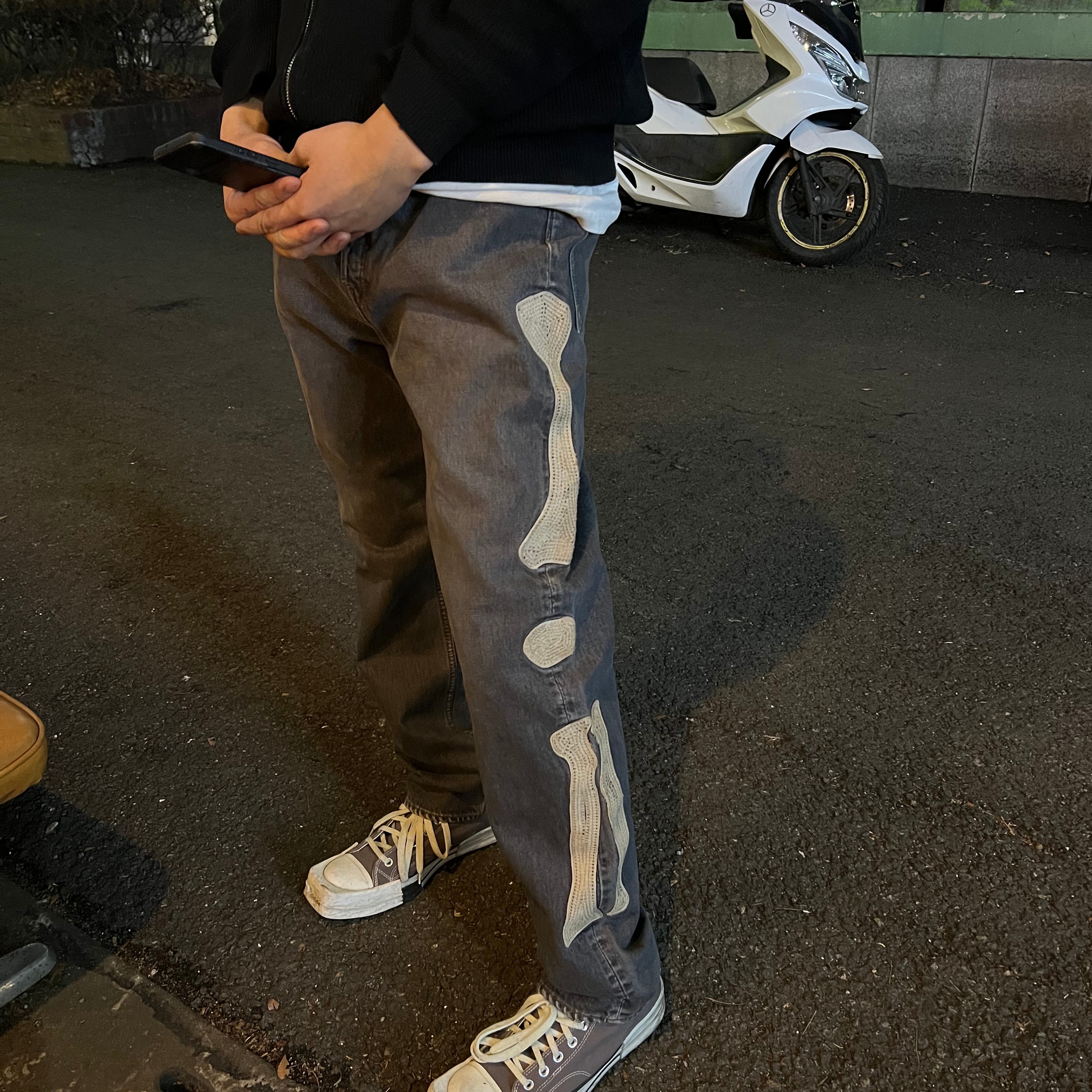 Kapital 14 oz. Denim Mexican Tuxedo 5P Okagilly Pants Black 착용 스타일 - 1