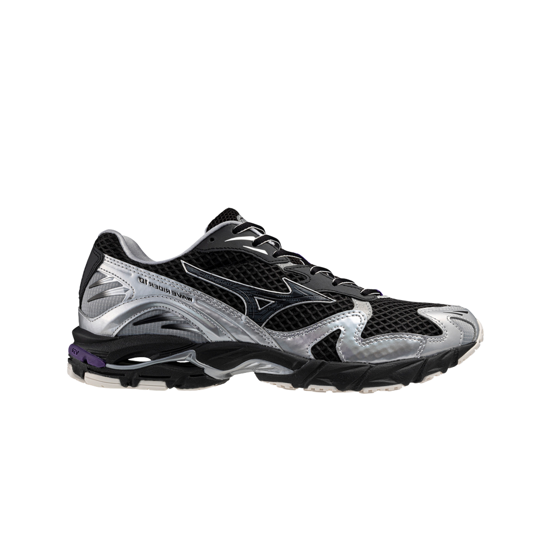 미즈노 웨이브 라이더 10 블랙 블랙 샌드 퍼플 헤이즈(Mizuno Wave Rider 10 Black Black Sand Purple Haze)