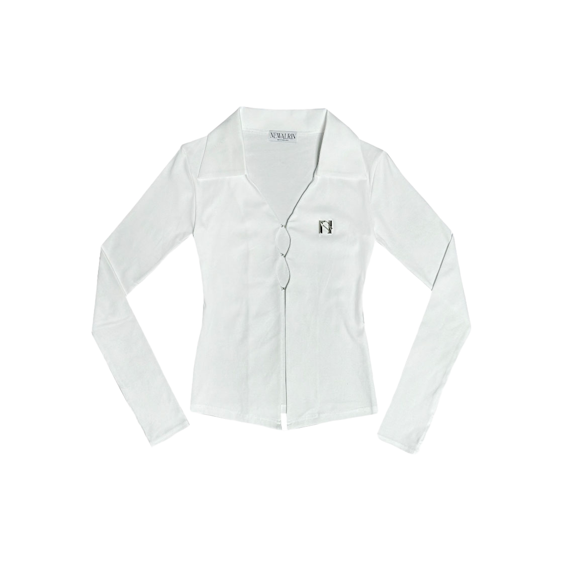 뉴얼린 엠블럼 셔츠 탑 화이트(Newalrin Emblem Shirt Top White)