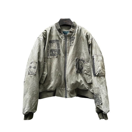 25SSUMCGPMO Undermycar 25SS Multi Vintage Graphic Patched Ma-1 Olive