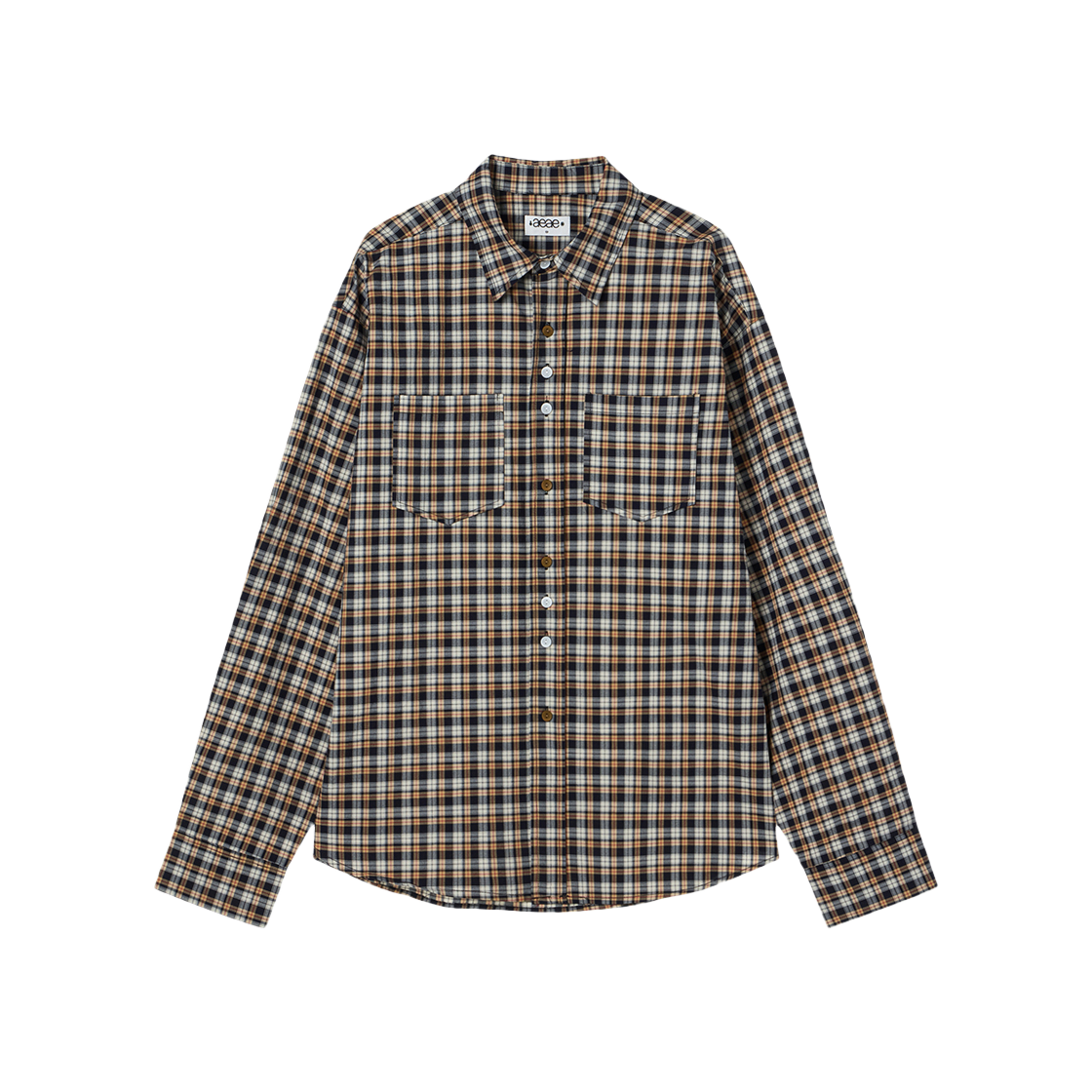 에이이에이이 버튼 체크 셔츠 네이비
