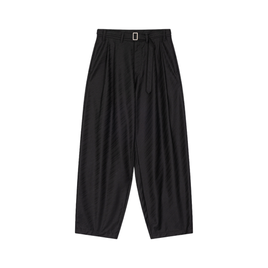 waviness24305 Waviness Belted Two Tuck Trousers Black Bias