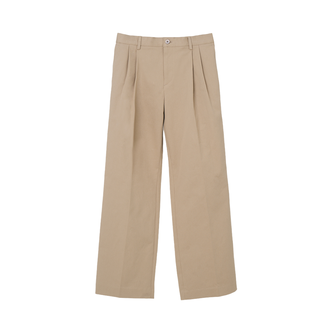 ARPT3101-Beige Arrayed Straight Wide Banding Two Tuck Chino Pants Beige