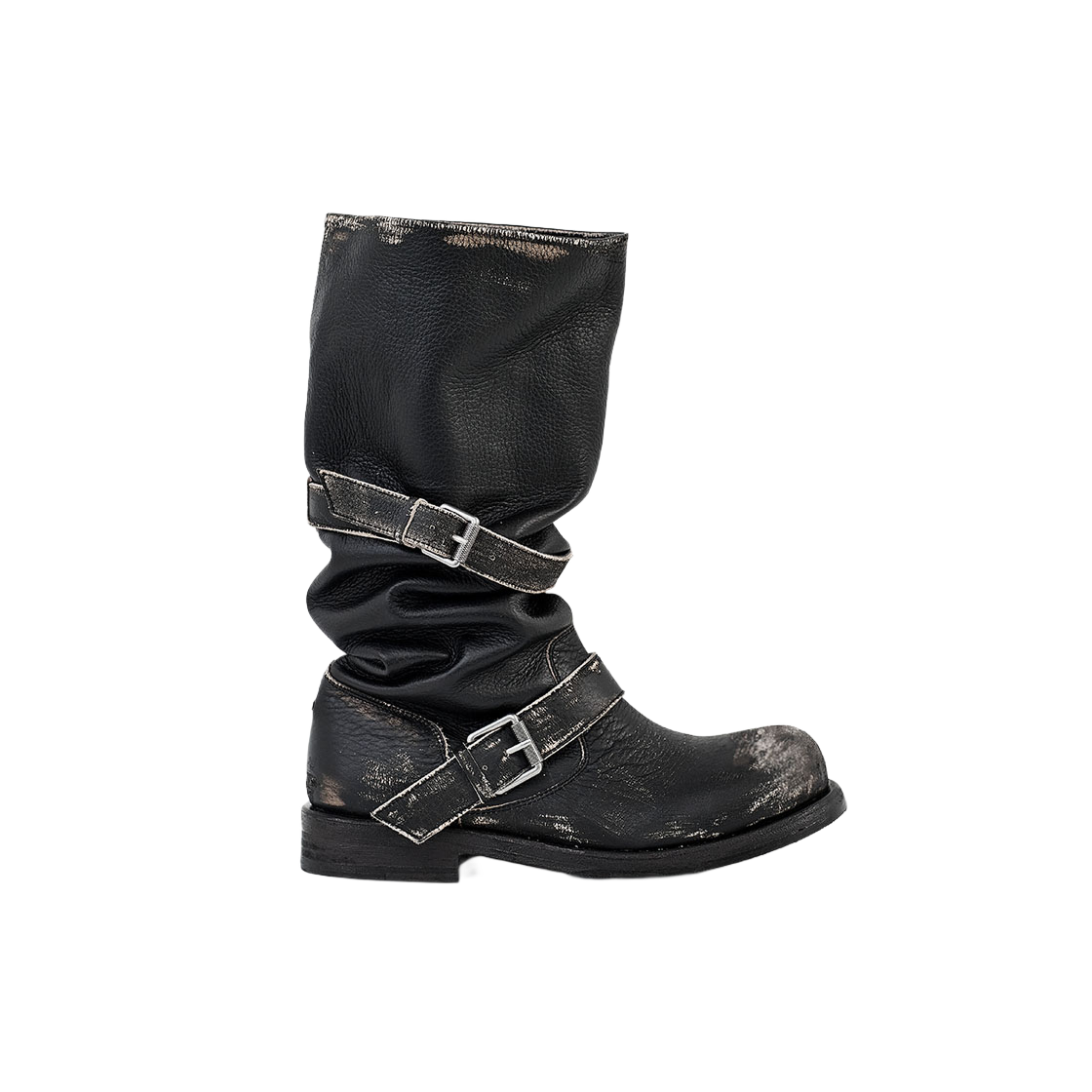 네거티브쓰리 슬라우치 롱 부츠 럽 오프 블랙(NegativeThree Slouchy Long Boots Rub off black)