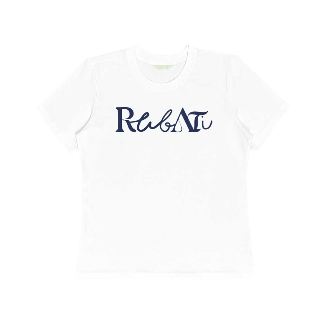 2024RETEE01 Rubati Lettering Logo Tshirt White Navy