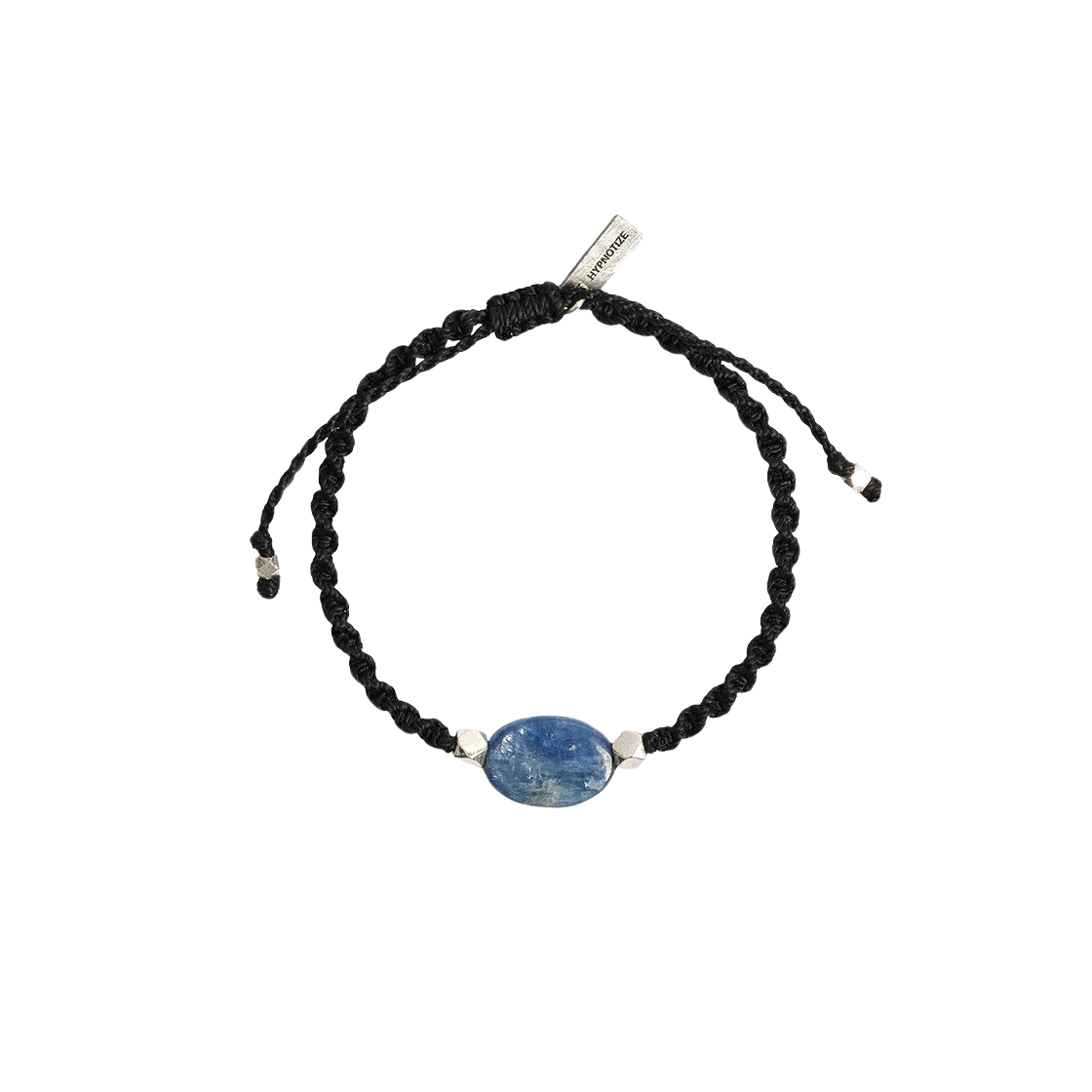 H24SSB05SV-BK-06 Hypnotize Blue Gemstone Macrame Bracelet Black