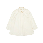 Amomento Women Neck Shirring Oversized Shirts Ecru - 24FW