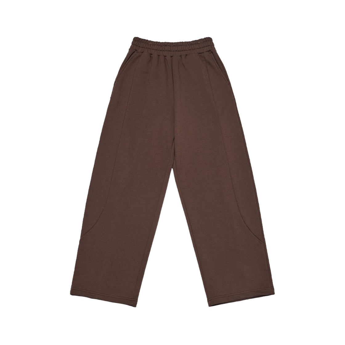 ARPT4102-Brown Arrayed Comfy Curved Section Tuck Sweat Pants Brown