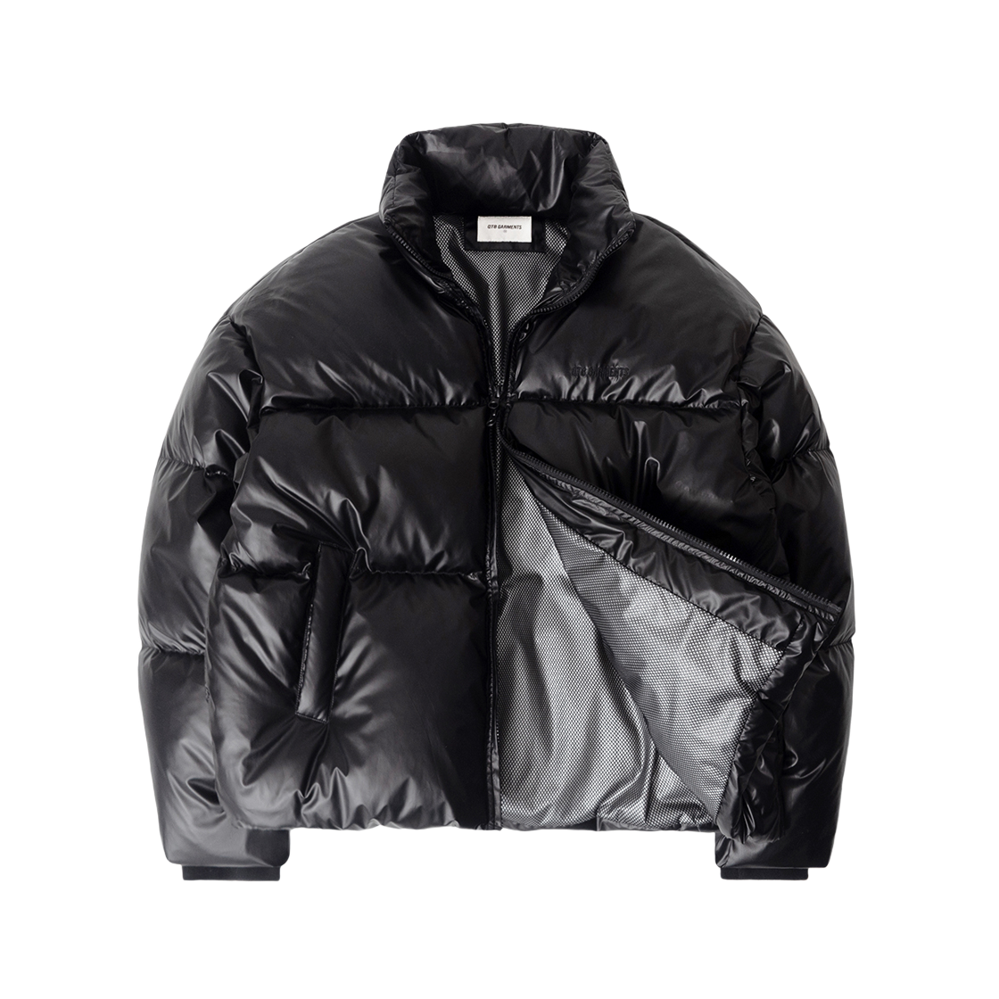 Q4WMJK003BLK QT8 GARMENTS Glossy Duck Down Short Padding Black
