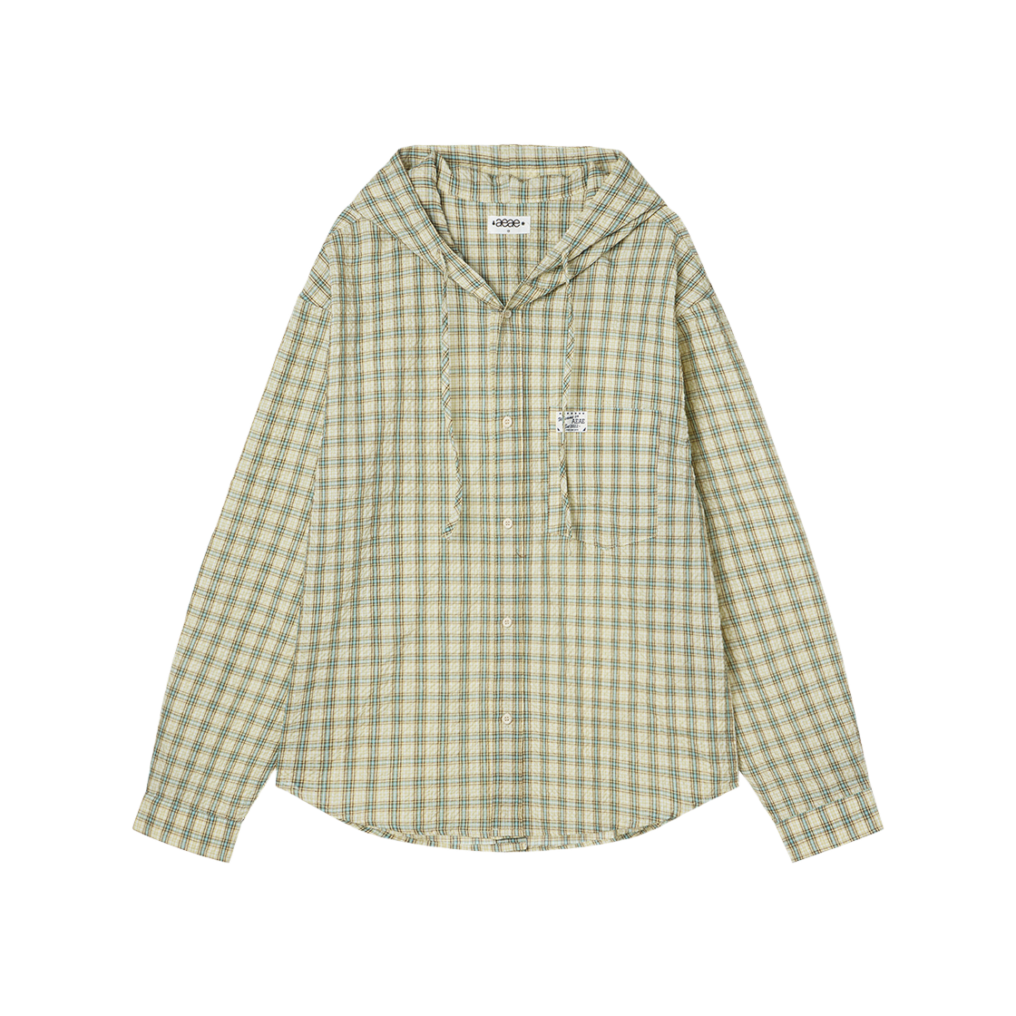 에이이에이이 체크 후드 셔츠 라임(AEAE Check Hood Shirts Lime)