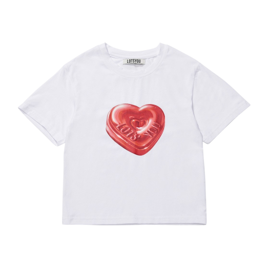 PWTH2RSW204 Lots You THE FRIEND HEART CANDY Tee White