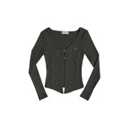 Newalrin Emblem Line Hook Cardigan Charcoal