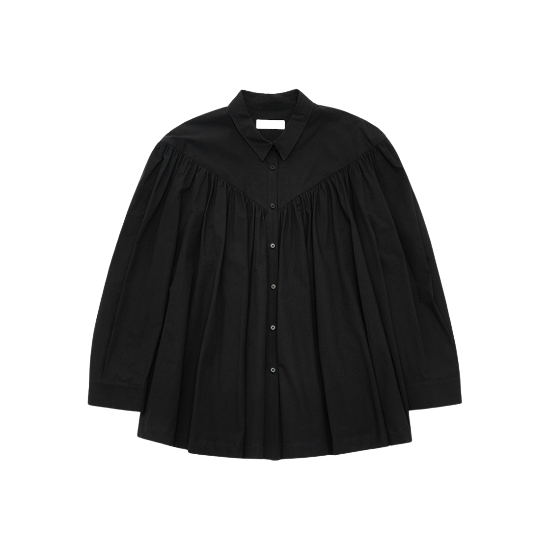 KW4DSHLAM12BK Amomento Women Yoke Shirring Shirts Black - 24FW